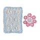 Set of 2 vintage crochet coasters - white, pink and blue