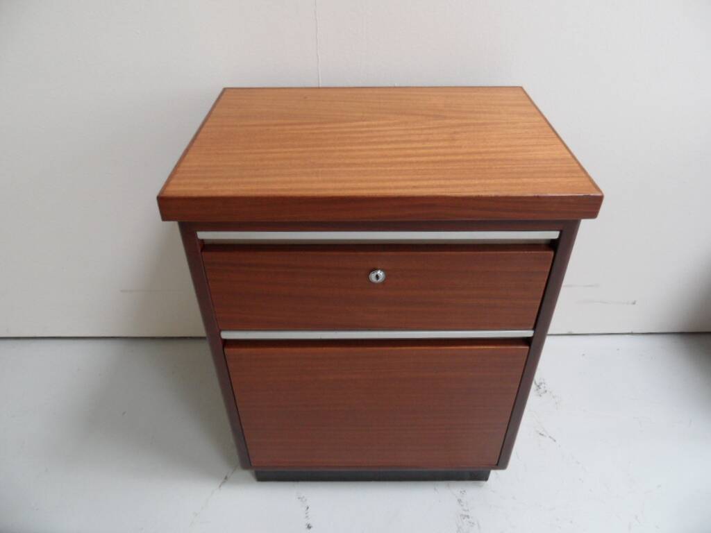 Mid century set of 2 mahogany filing cabinets
