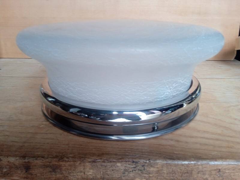 Large vintage chrome and glass ceiling light 1970