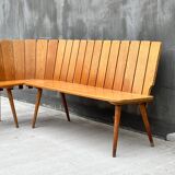 Brutalist corner bench in oak – European design, 1960s/70s
