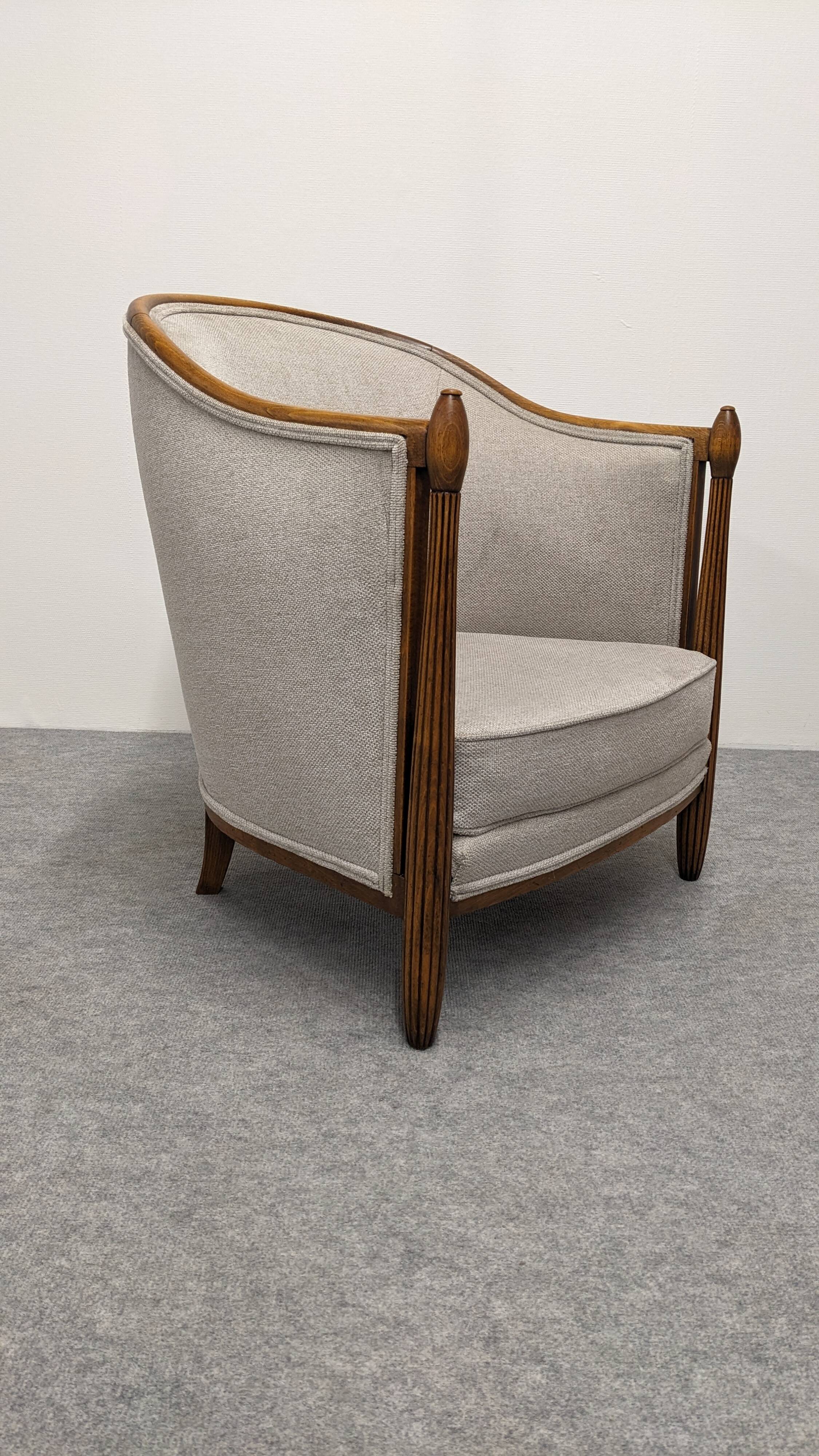 Pair of Art Deco gondola armchairs, France circa 1920