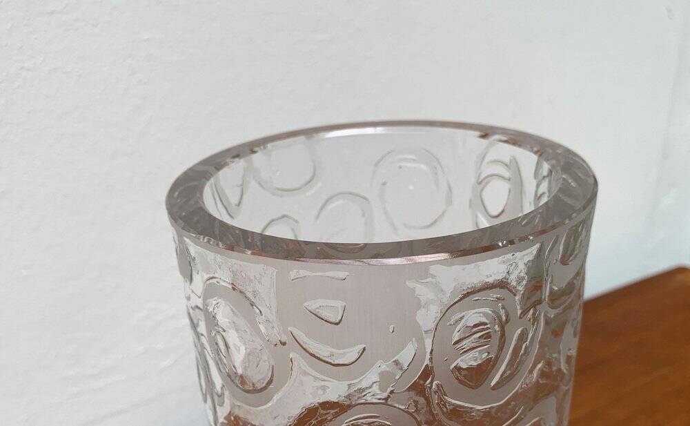 Large vase in raw glass, 1970s brutalism.
