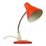 Adjustable Desk Lamp in Orange Painted Metal and Chrome-Plated Spiral Arm, 1970s
