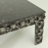 Brutalist coffee table with marble top, Spain, 1960s