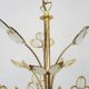 Antique 3-light floral pendant light in gilded metal with glass pendants. 80s