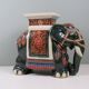 Large vintage ceramic elephant in glazed finish, stool or side table.