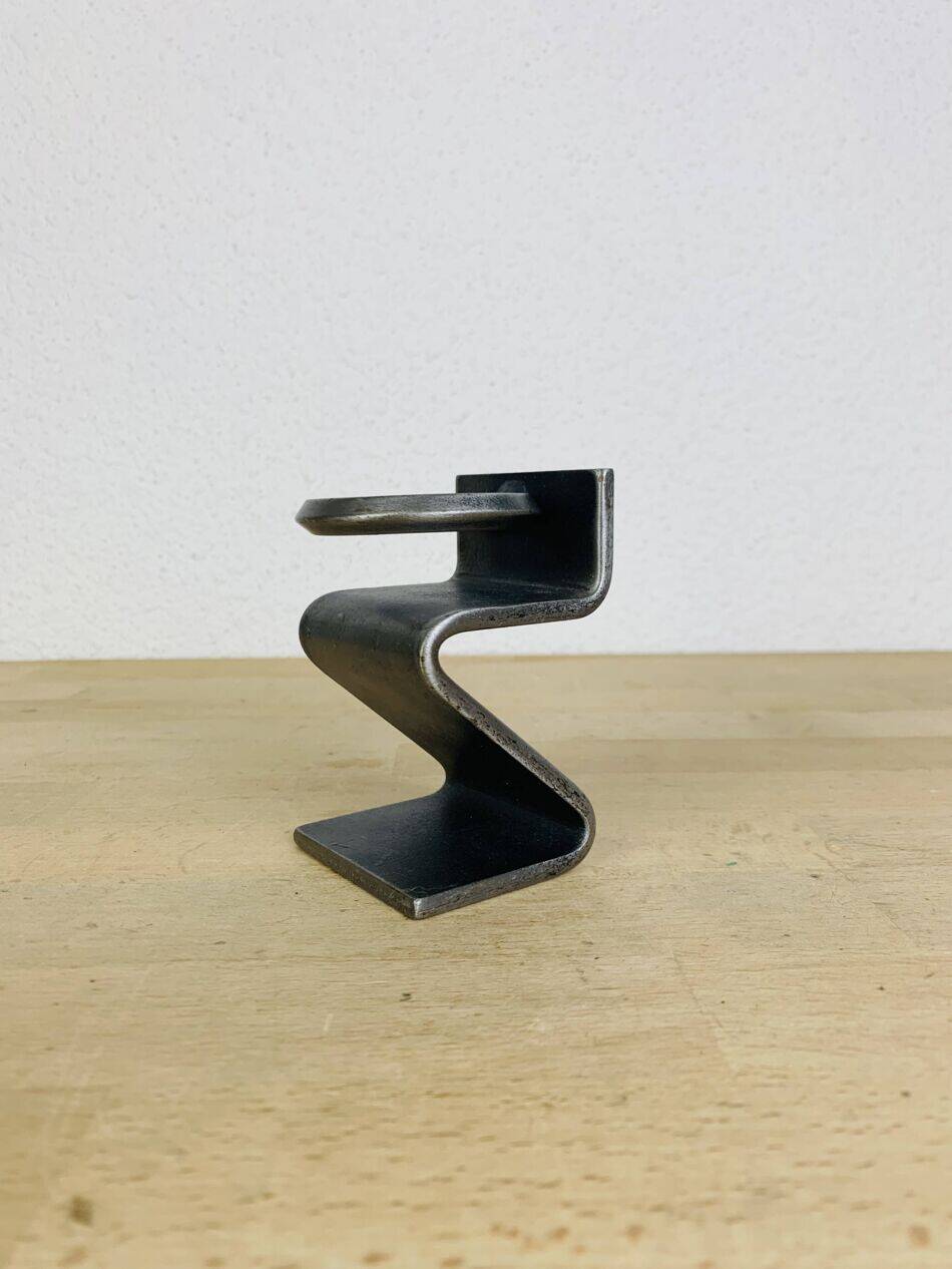 Brutalist wrought iron candlestick "Z"