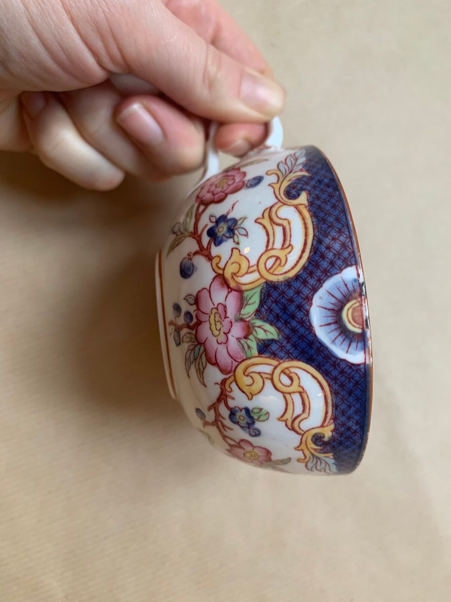 1 cup and two Sarreguemines porcelain saucers