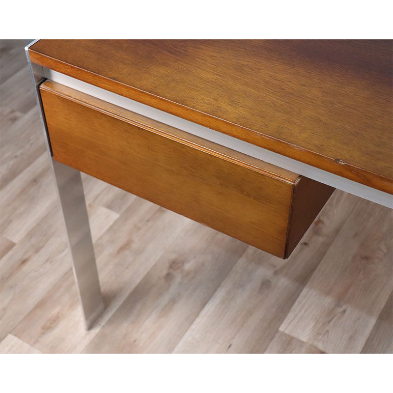 Vintage Georges Frydman desk in teak and aluminum 1970