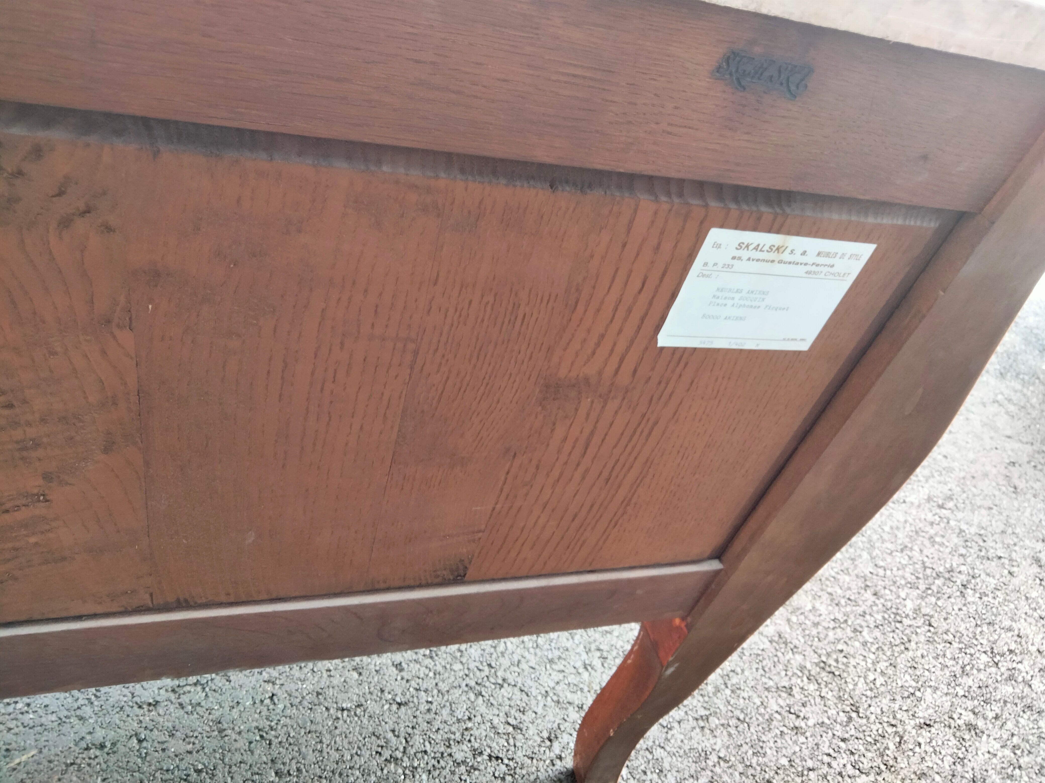 Old style chest of drawers Louis XV marquetry marble top