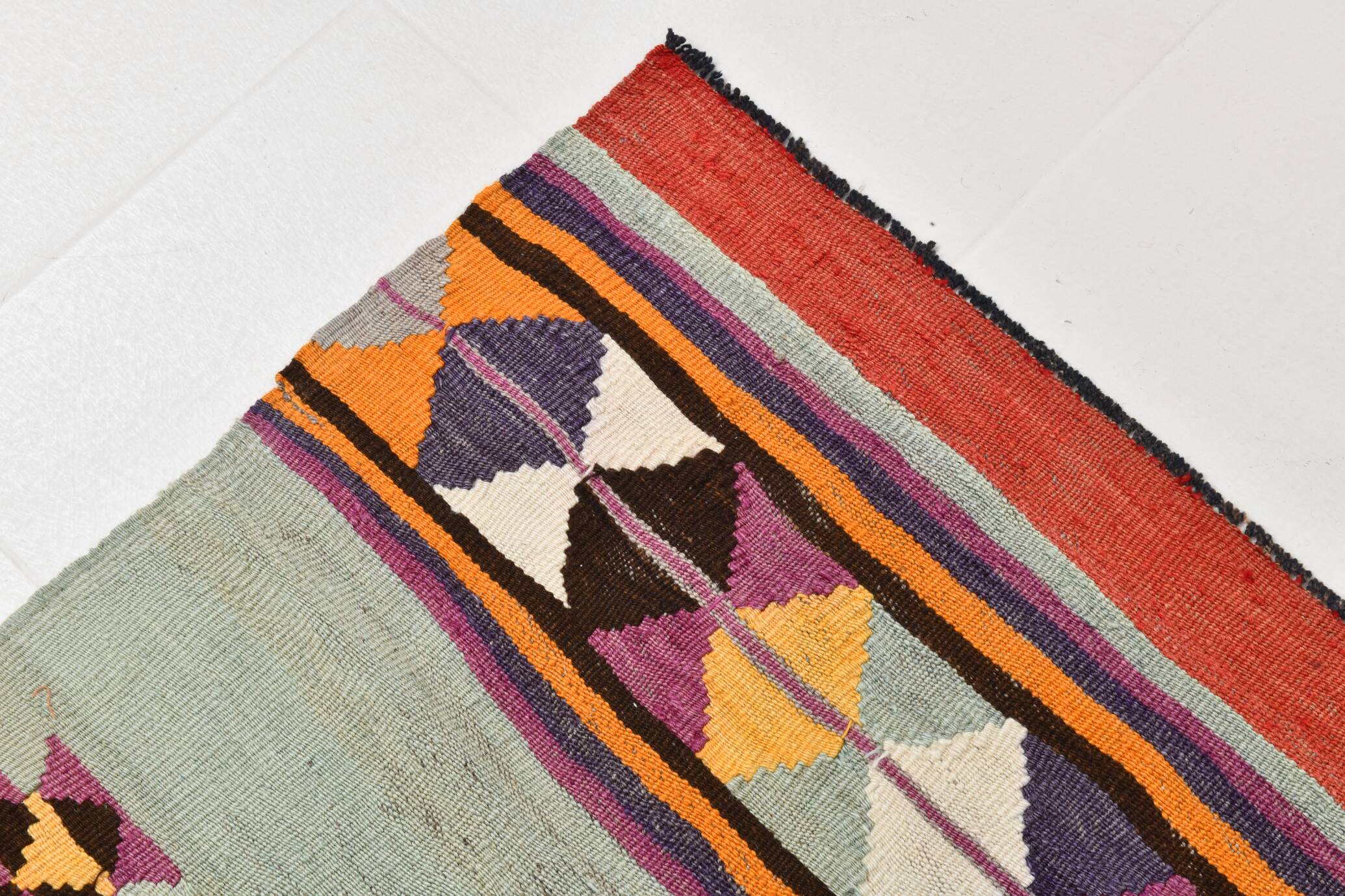5x11 Kilim Long Wide Faded Samon Kilim Rug, Rare Style Anatolian Flatweave