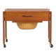 Teak sewing trolley / side table on castors