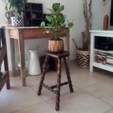 Vintage tripod stool in turned wood