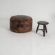 Vintage leather patchwork pouf