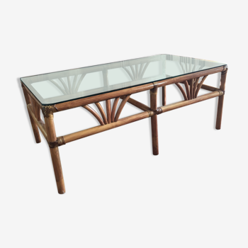 Table basse en bambou et rotin