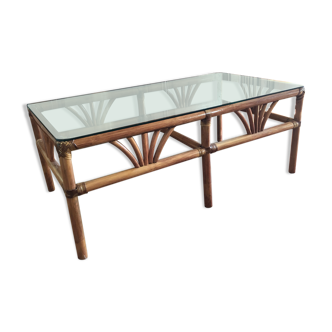 Table basse en bambou et rotin