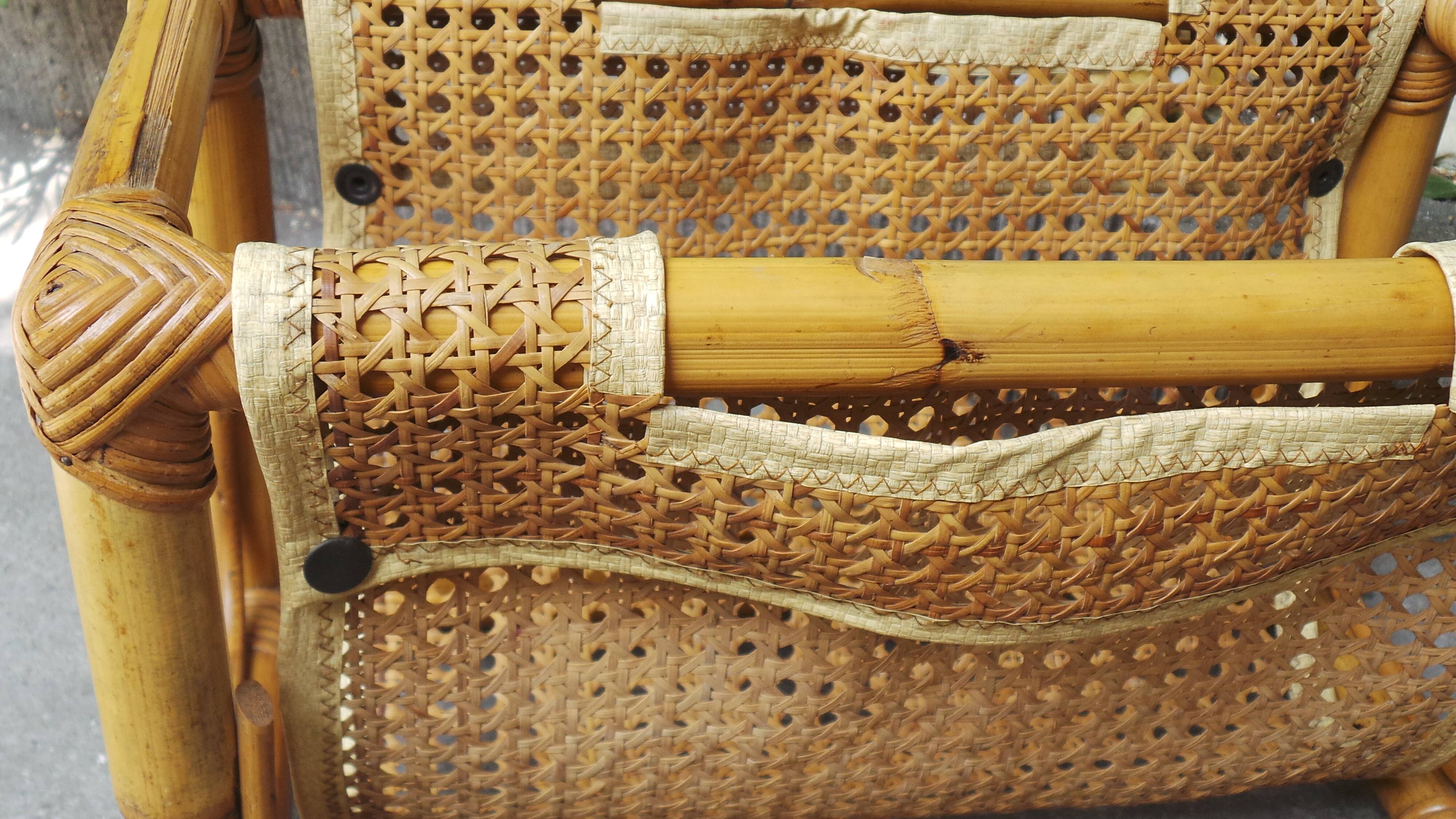 Vintage rattan magazine rack