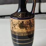 Vase Amphore Grec/Scènes de vie Mythologie Grecque. Signé KA. Fait main en Grèce, doré à l or fin 24c. Haut 22,5 cm