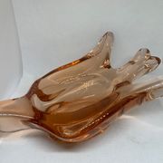 Hirondelle vide poche en verre cristal rose