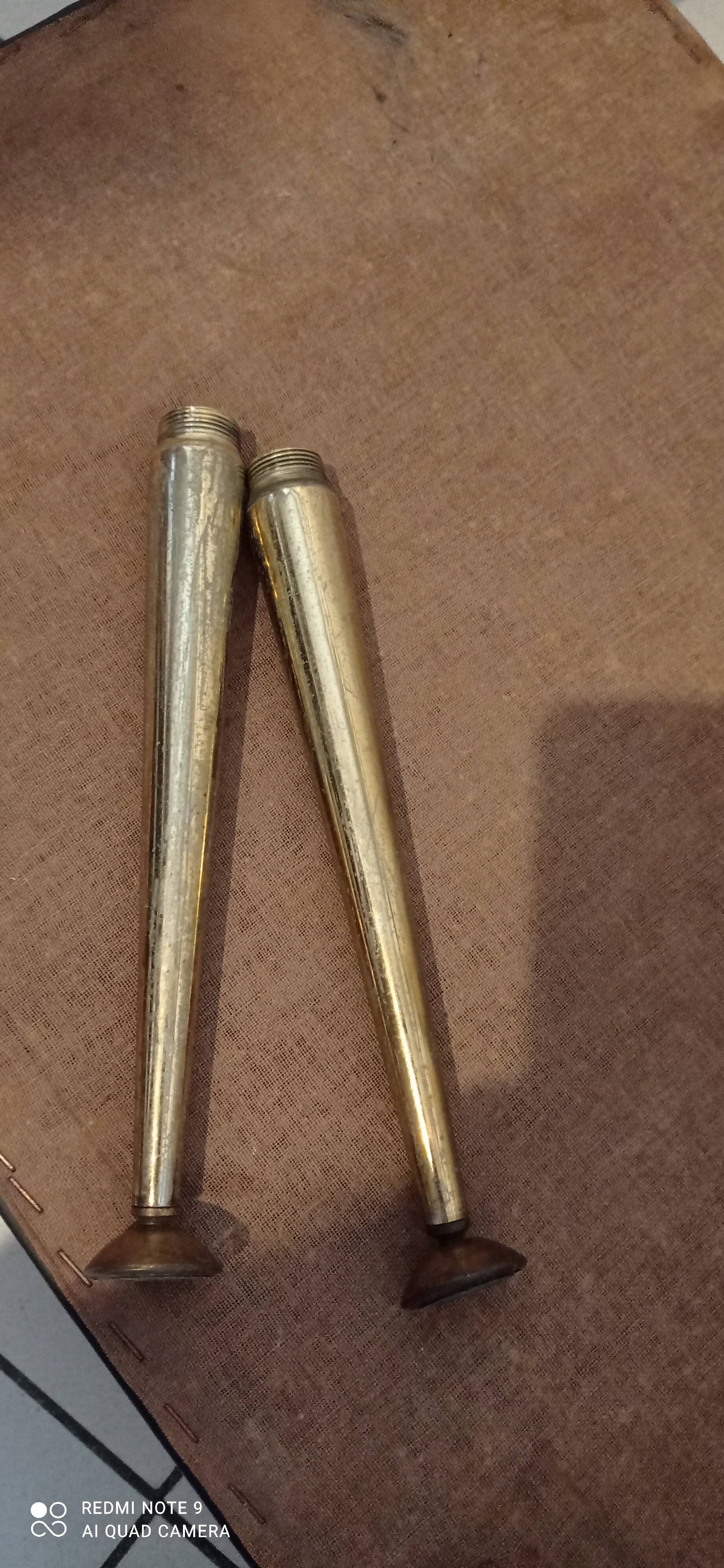 old footrest/pouf 4 brass compass legs 60s