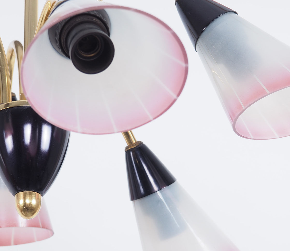 Vintage brass and glass Italian chandelier, 1950s