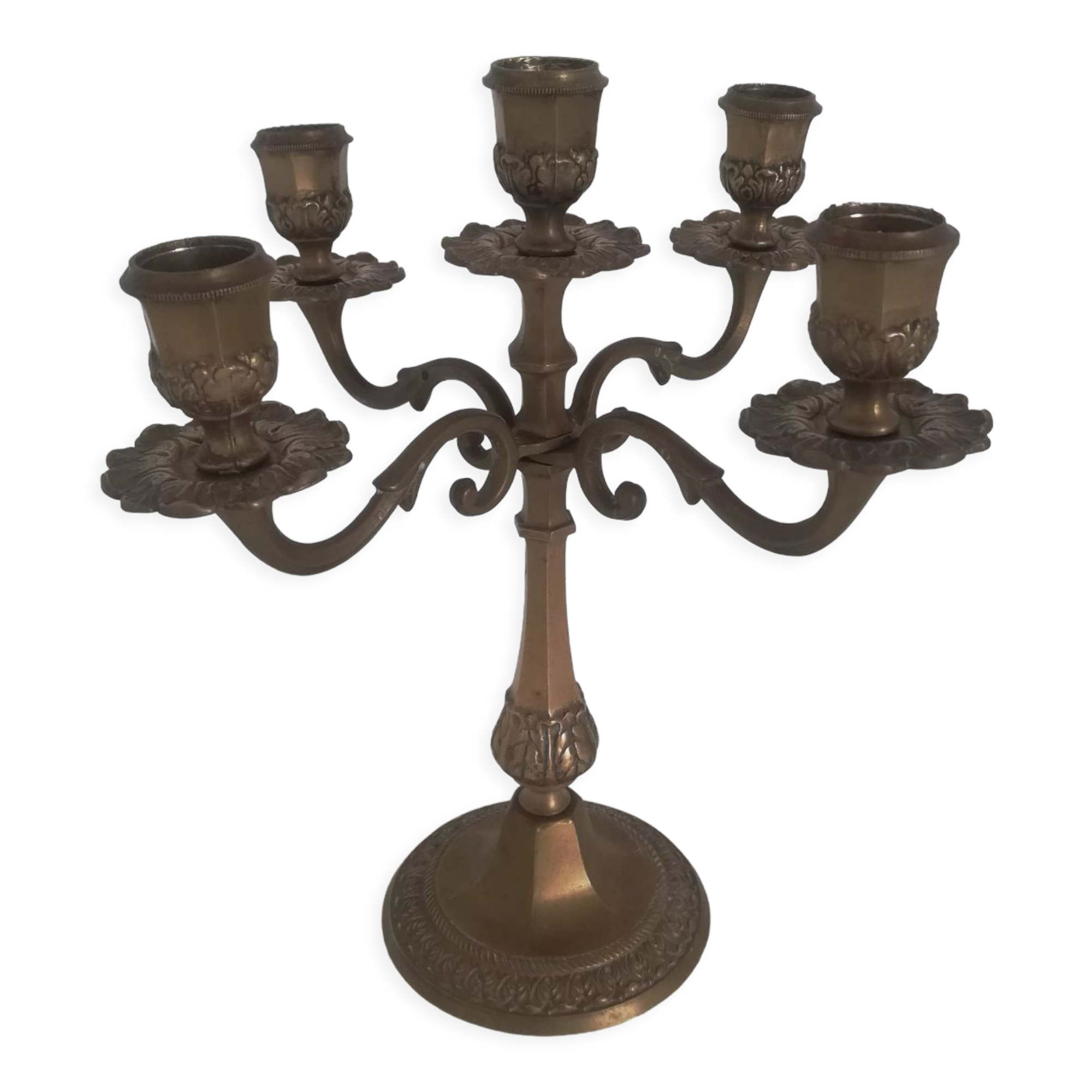 Vintage brass chandelier 5-burner