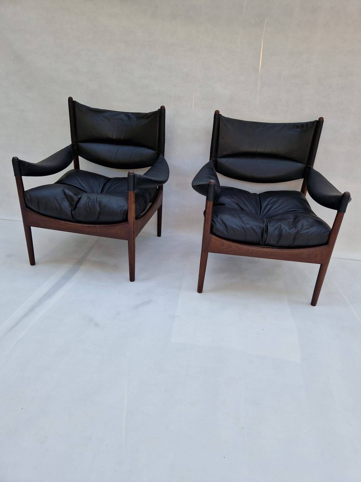 Modus armchairs in rosewood and leather by Kristian Vedel for Søren Willadsen, 2 pcs.