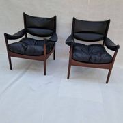 Modus armchairs in rosewood and leather by Kristian Vedel for Søren Willadsen, 2 pcs.