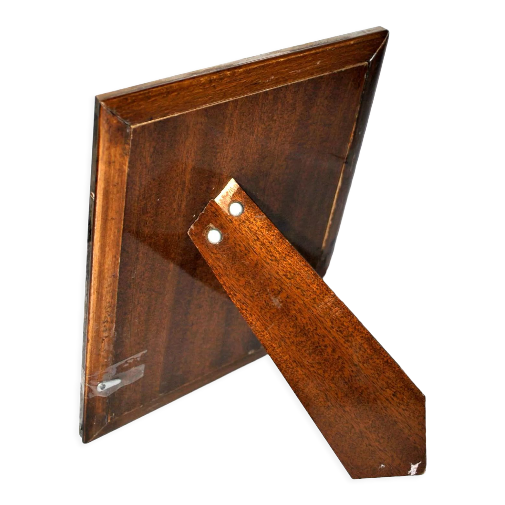 Old photo frame in wood and silver hallmark 800 - guilloche frame 16x20.5