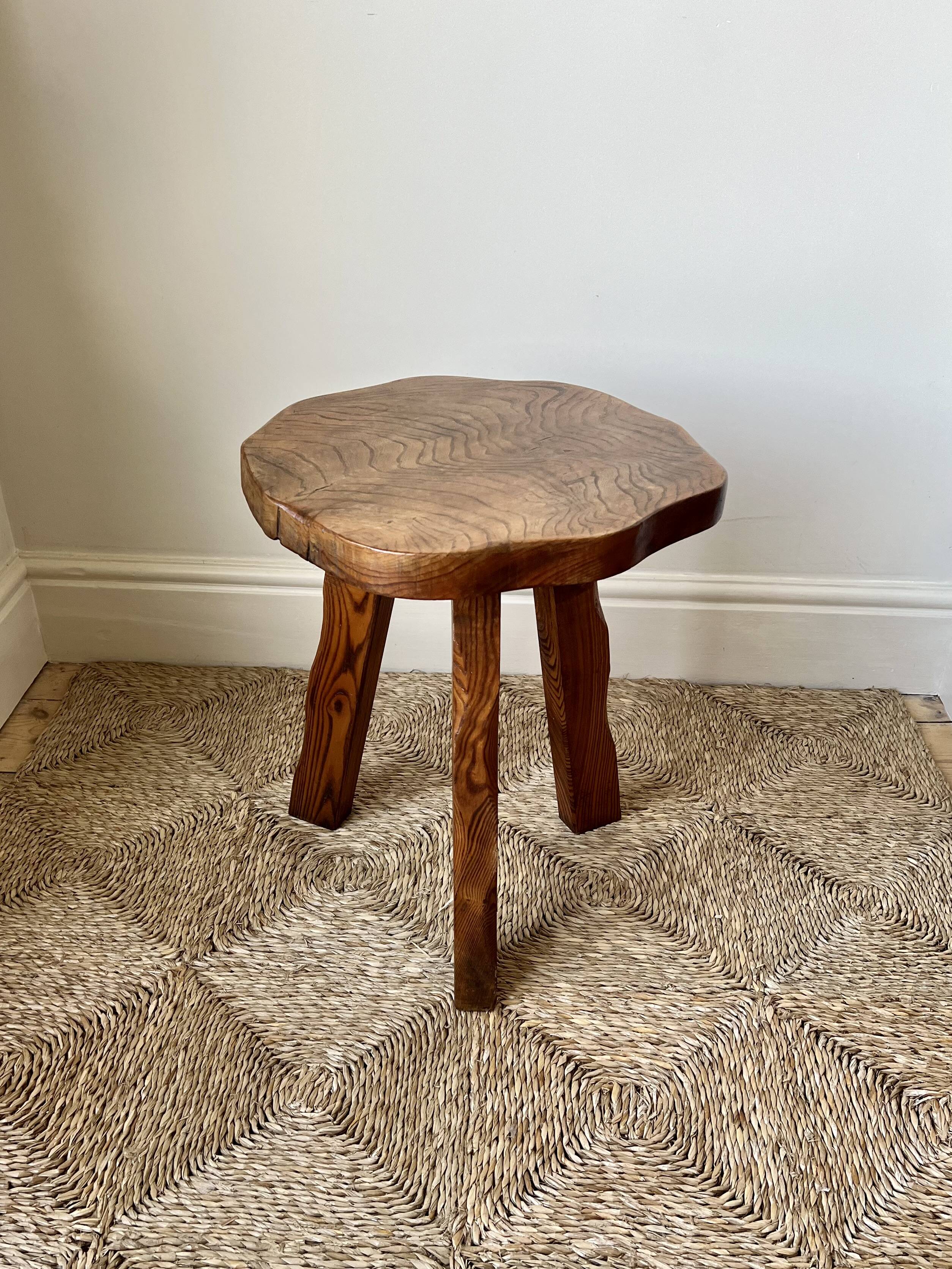 Midcentury brutalist rustic primitive side table by Wanderwood, England.