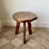 Midcentury brutalist rustic primitive side table by Wanderwood, England.
