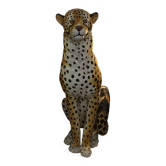Large glazed ceramic cheetah statue - Vintage decoration
