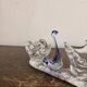 Double salt and pepper shaker, swan dragée, cobalt blue Murano glass.