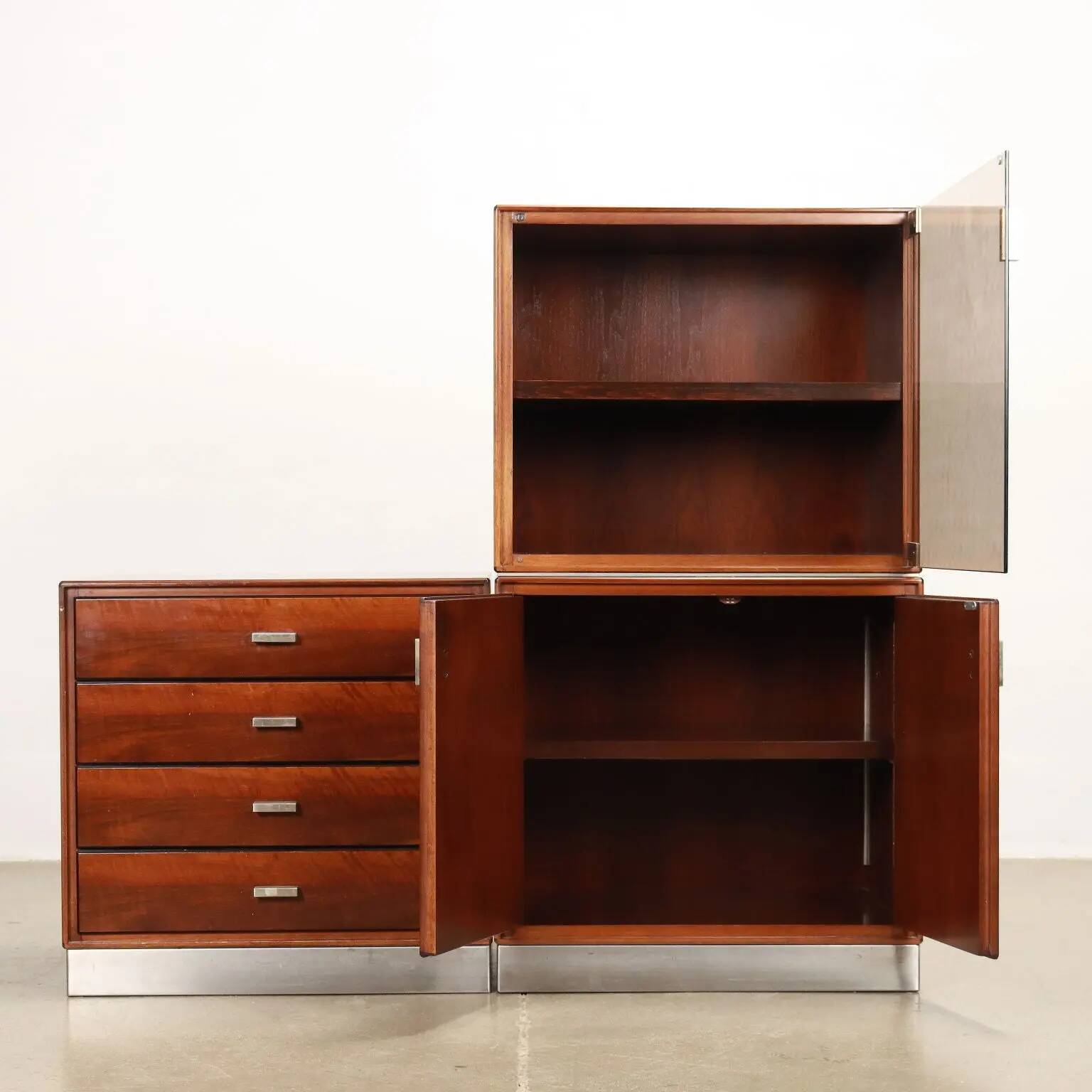 Meuble de salon Formanova en aluminium années 1970 modernisme
