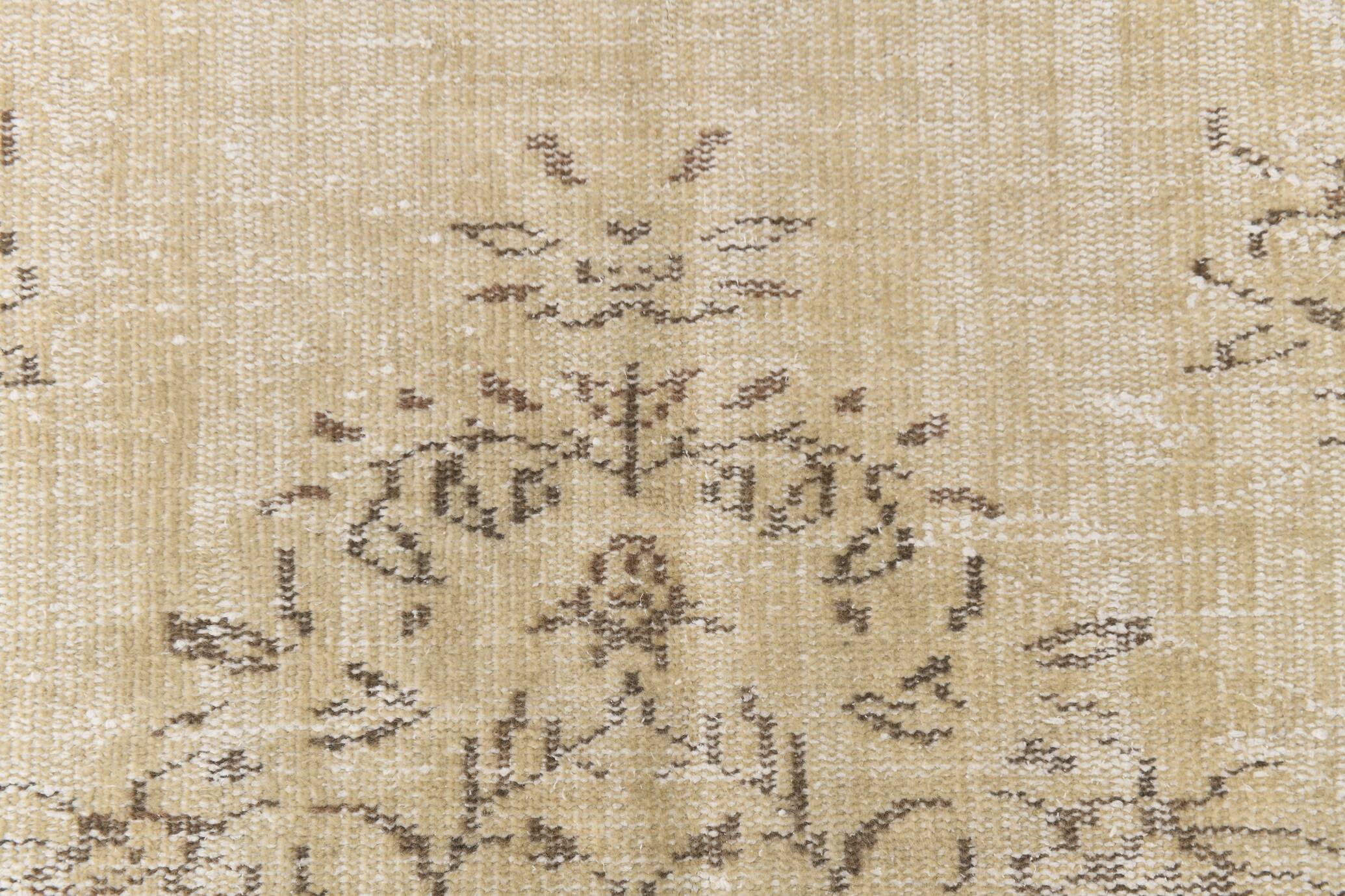 Vintage Cream & Brown Turkish Handmade Rug, 149x252Cm