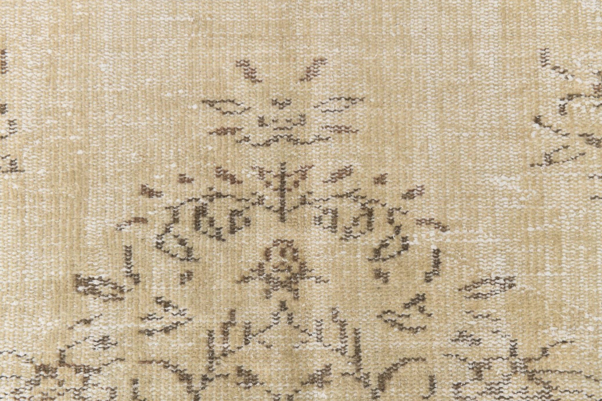 Vintage Cream & Brown Turkish Handmade Rug, 149x252Cm