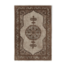 Hand-knotted carved anatolian 1980s 214 cm x 318 cm brown rug