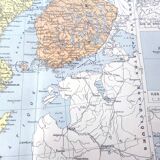 Old map Scandinavia Norway Sweden Finland 43x43cm from 1950