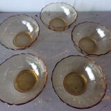 5 cups or ramekins in amber glass