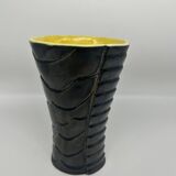 Vase des années 50 noir et jaune
