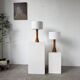 Paire de lampes de table bois chêne années 50