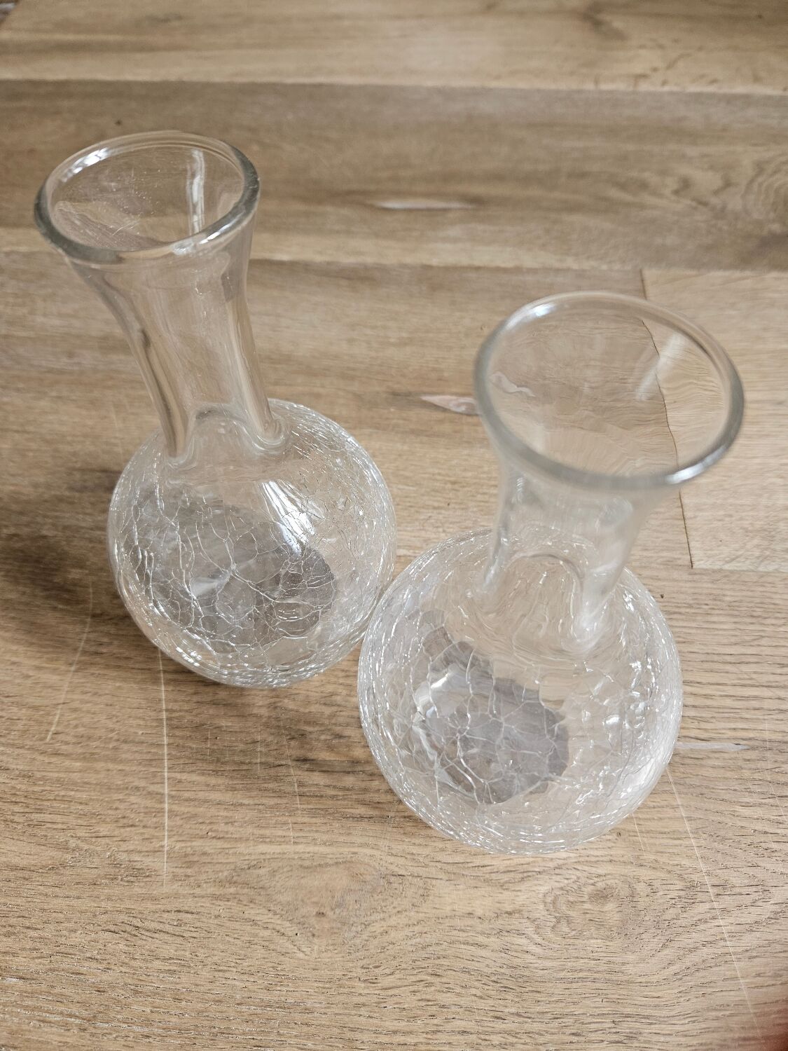Pair of cracked glass vases
