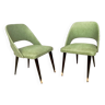 Paire de chaises d'appoint vintage en skaï vert avec pieds en bois noirci, Italie