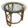 Pair of round coffee tables in vintage rattan and glass from the 1960s