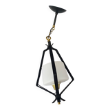 Small 60s metal and opaline light fixture