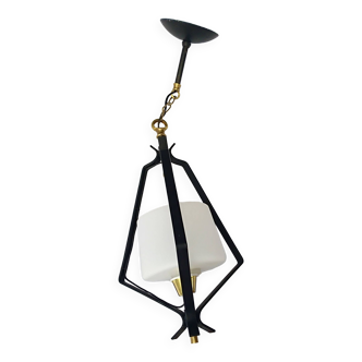 Petit luminaire années 60 métal et opaline