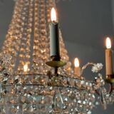 Lustre sac de perle en cristaux taillés vers 1900