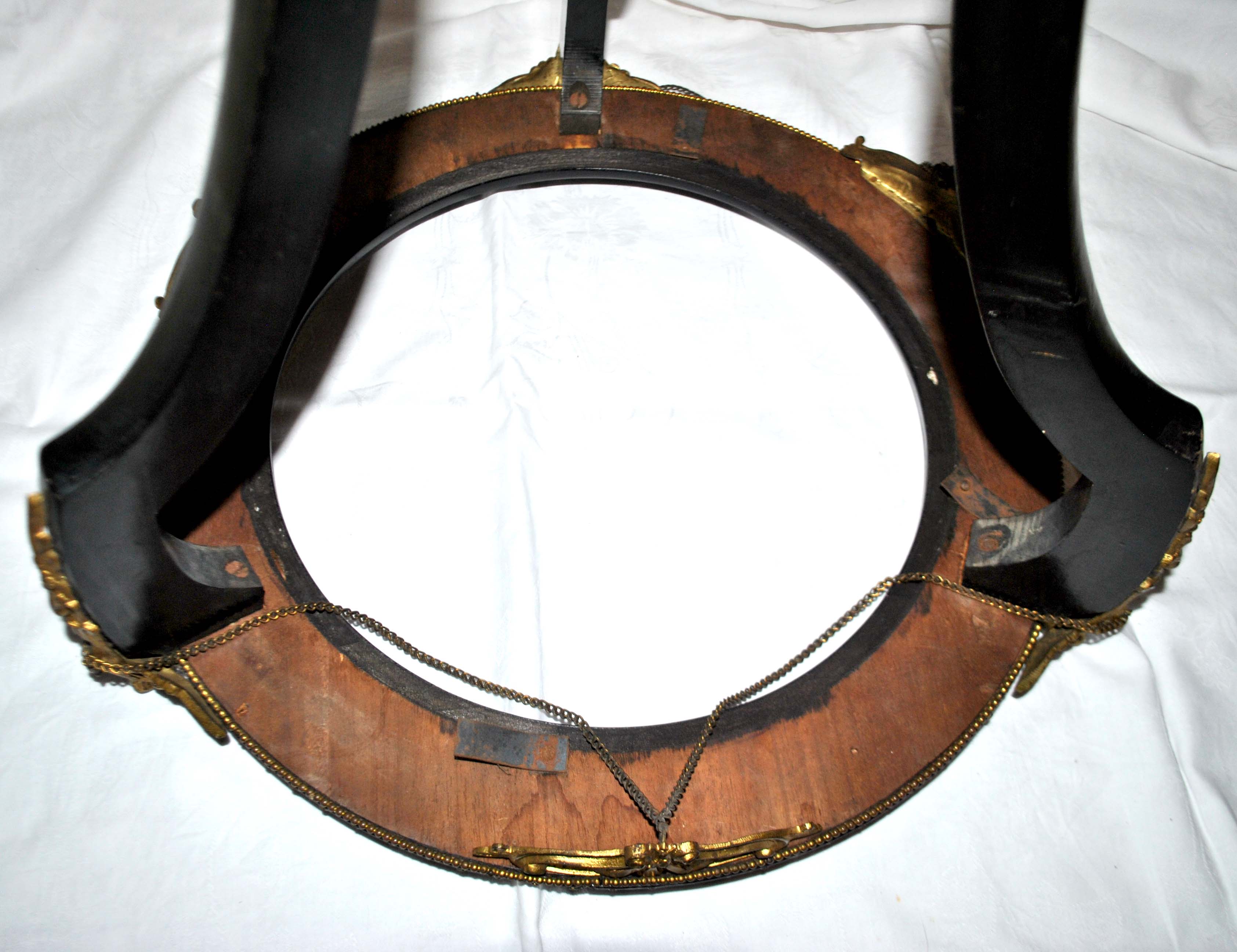 Napoleon III Gueridon Table blackened wood and gilded bronze swan - Mother-of-pearl marquetry top 19th century.