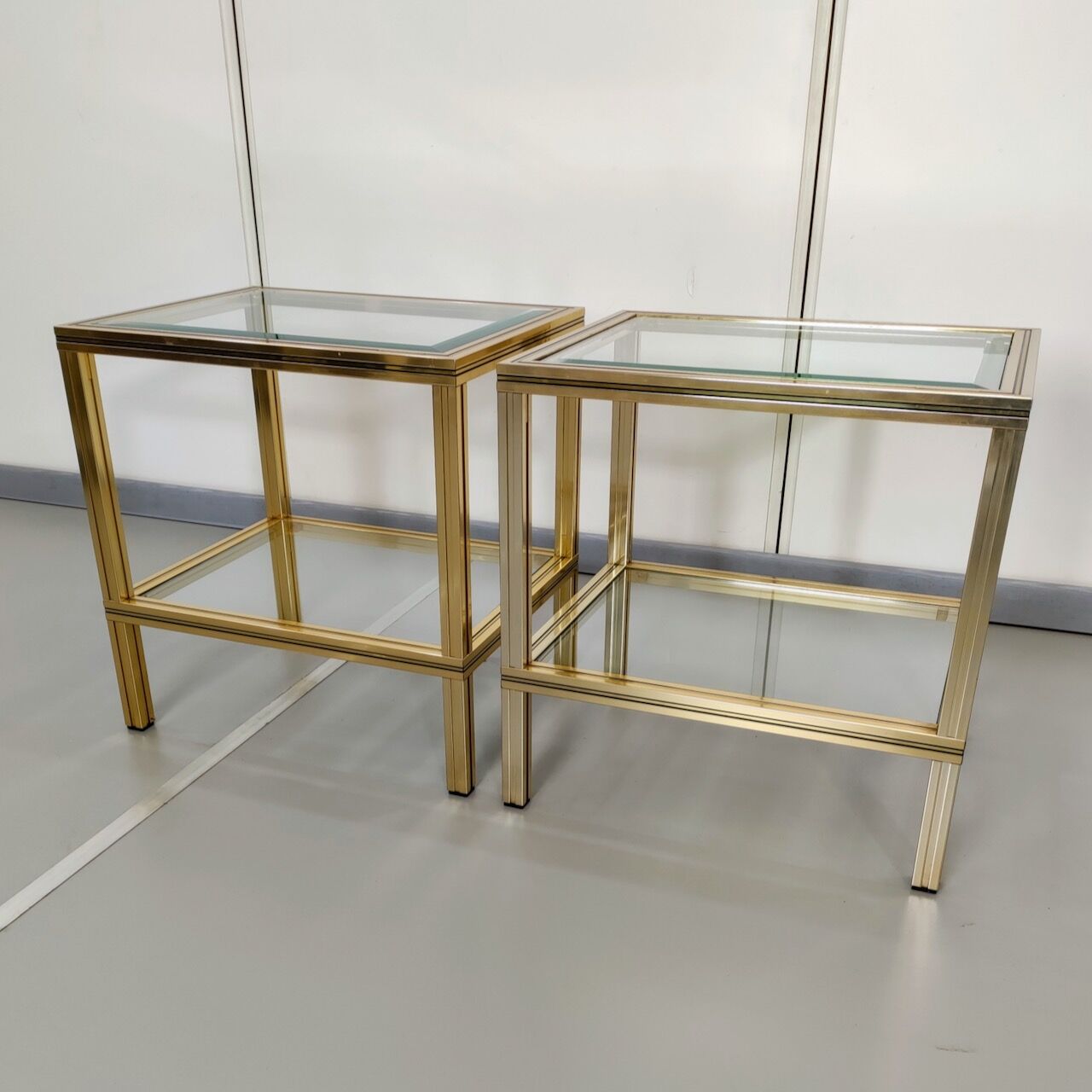 Pair gold Pierre Vandel side tables