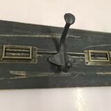 School coat rack with black patinated labels